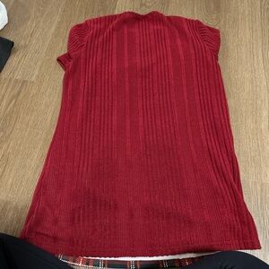 Red Ribbed Women's Top